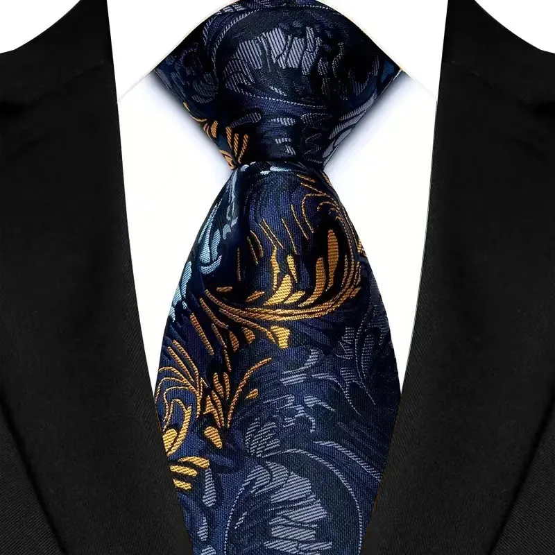 New Men's Classic Floral Tie 8cm Luxury Stripes Plaid Jacquard Necktie For Business Wedding Prom Daily Wear Accessory Gift