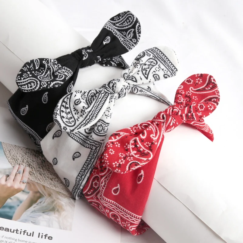 1pc Fashion Headband for Women Boho Print Vintage Cross Knot Elastic Hairbands Turban Bandanas Girls Hair Bands Hair Accessories