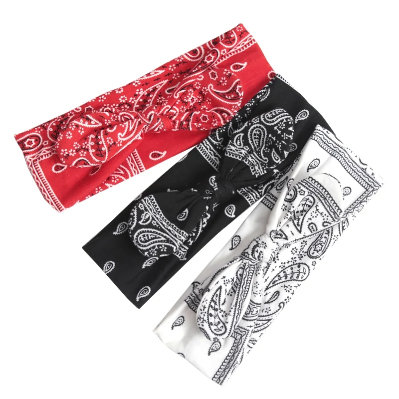 1pc Fashion Headband for Women Boho Print Vintage Cross Knot Elastic Hairbands Turban Bandanas Girls Hair Bands Hair Accessories