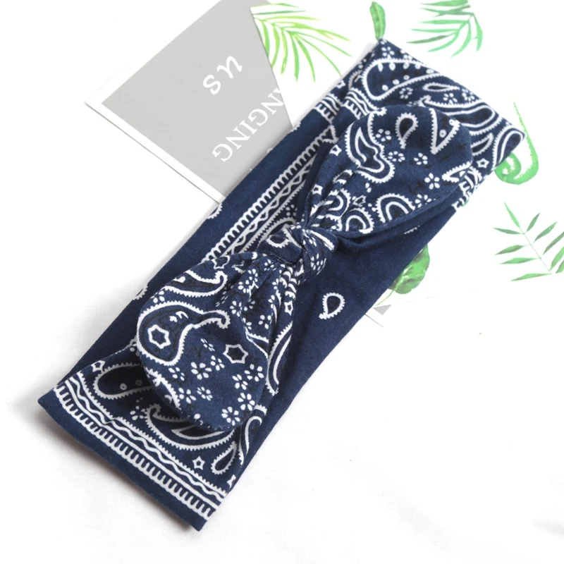 1pc Fashion Headband for Women Boho Print Vintage Cross Knot Elastic Hairbands Turban Bandanas Girls Hair Bands Hair Accessories