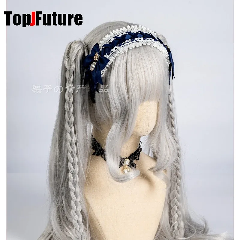 Women's Harajuku Gothic Lolita Subculture Y2K GIRL Elegant Sweet Cross Tie Strap Lace Bow Pearl Love Pendant Headband Hair Band