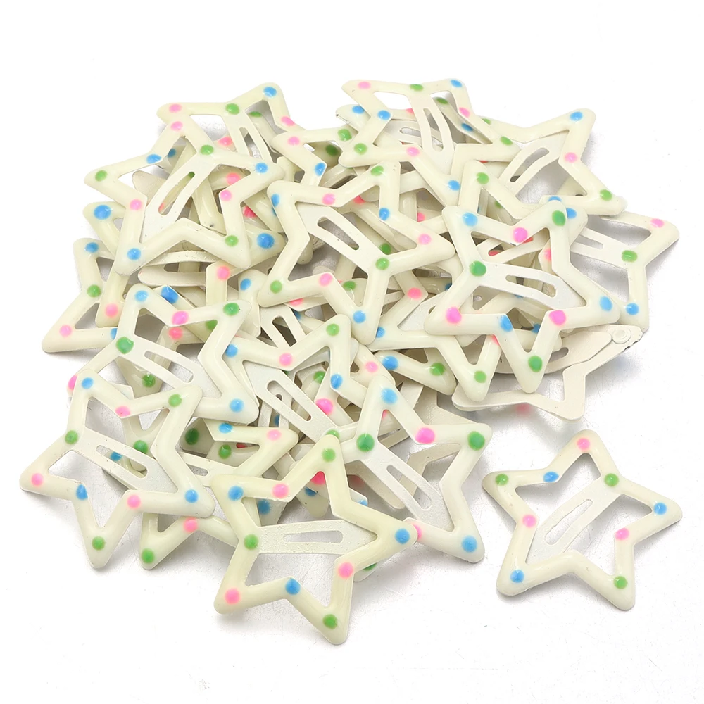 30pcs/lot Colorful Star Y2K BB Hair Clips Women Girls Cute Metal Snap Hairpin Side Barrettes For DIY Charm Headwear Accessories