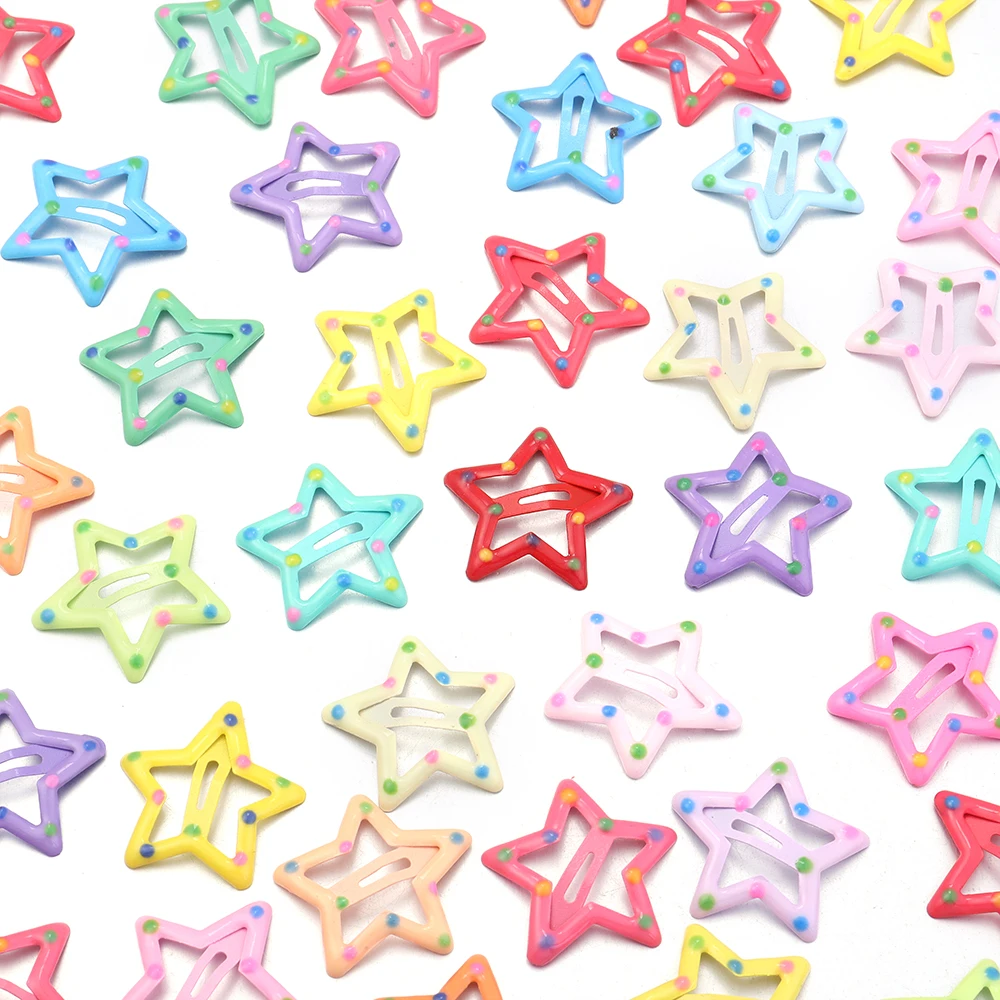 30pcs/lot Colorful Star Y2K BB Hair Clips Women Girls Cute Metal Snap Hairpin Side Barrettes For DIY Charm Headwear Accessories