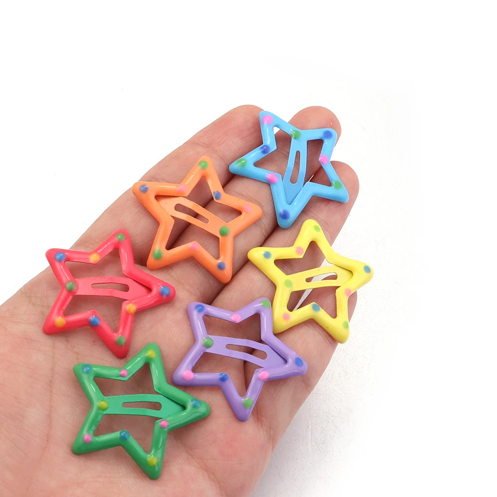 30pcs/lot Colorful Star Y2K BB Hair Clips Women Girls Cute Metal Snap Hairpin Side Barrettes For DIY Charm Headwear Accessories