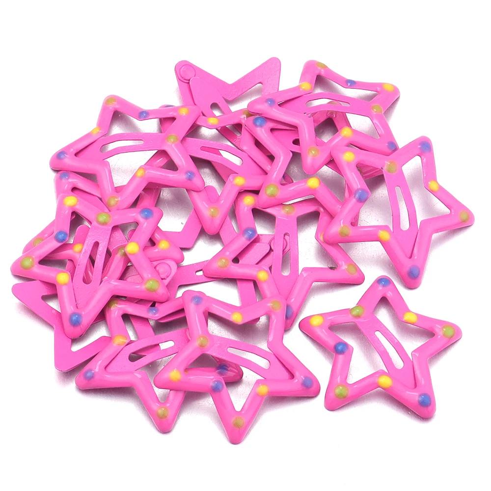 30pcs/lot Colorful Star Y2K BB Hair Clips Women Girls Cute Metal Snap Hairpin Side Barrettes For DIY Charm Headwear Accessories