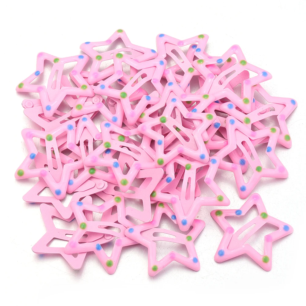 30pcs/lot Colorful Star Y2K BB Hair Clips Women Girls Cute Metal Snap Hairpin Side Barrettes For DIY Charm Headwear Accessories