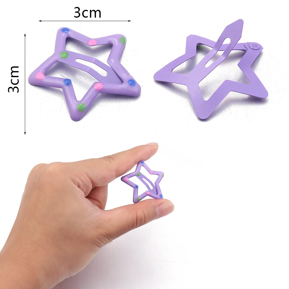 30pcs/lot Colorful Star Y2K BB Hair Clips Women Girls Cute Metal Snap Hairpin Side Barrettes For DIY Charm Headwear Accessories