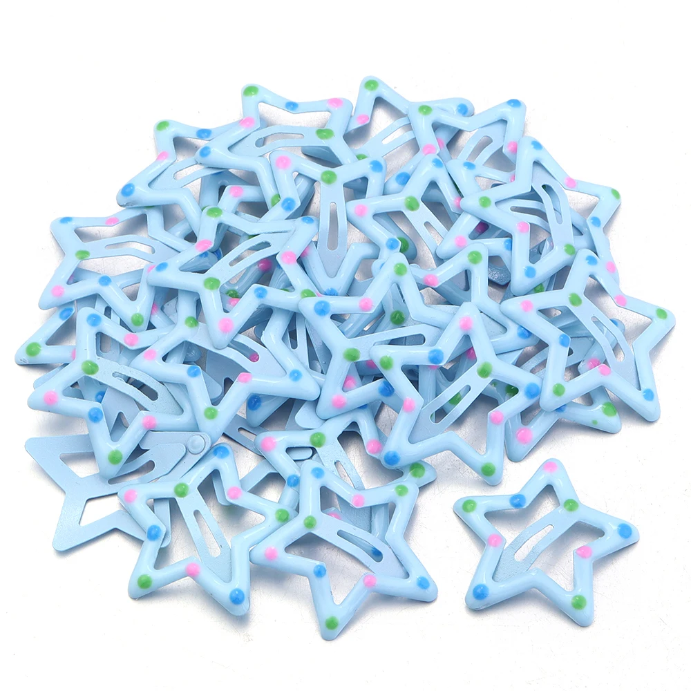 30pcs/lot Colorful Star Y2K BB Hair Clips Women Girls Cute Metal Snap Hairpin Side Barrettes For DIY Charm Headwear Accessories