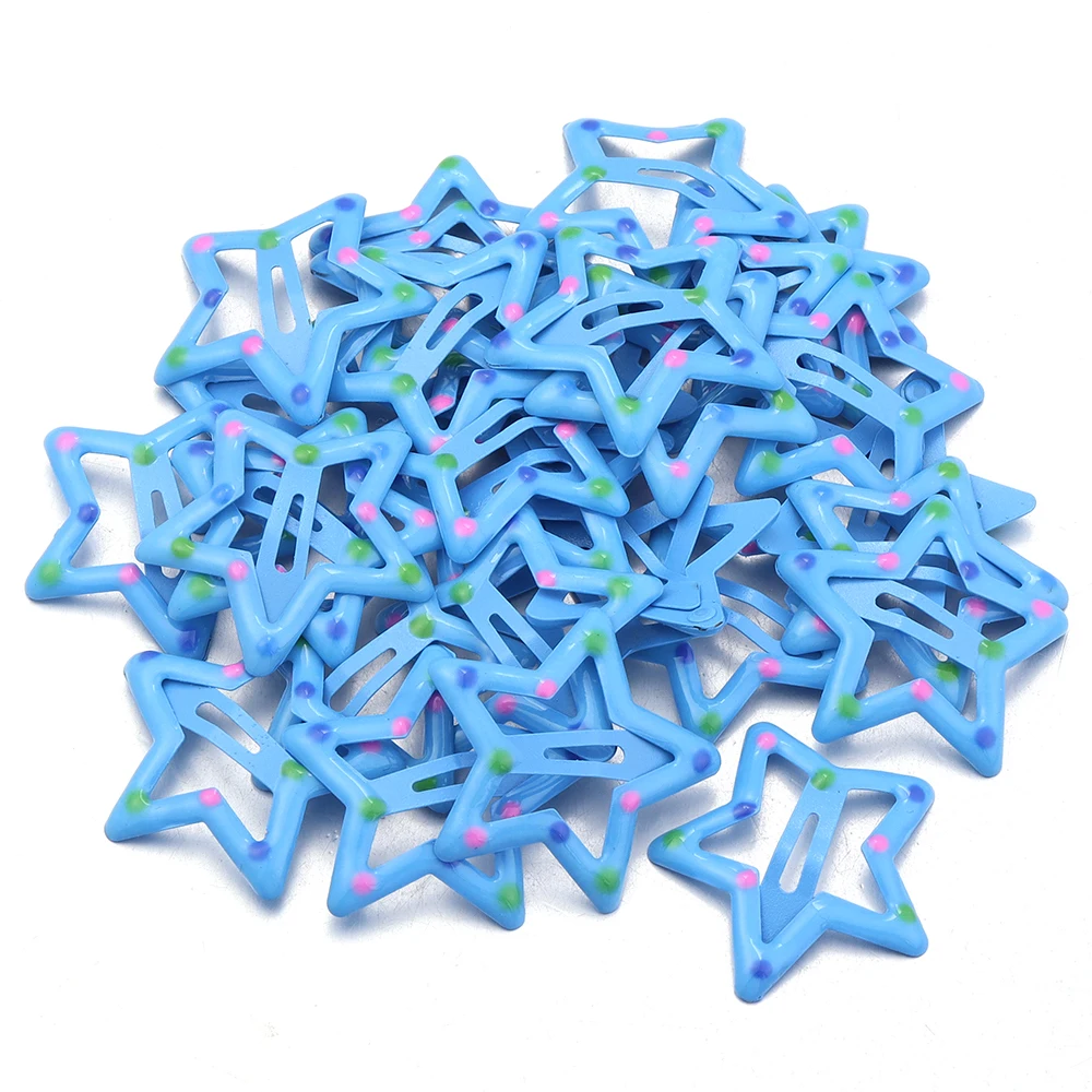 30pcs/lot Colorful Star Y2K BB Hair Clips Women Girls Cute Metal Snap Hairpin Side Barrettes For DIY Charm Headwear Accessories