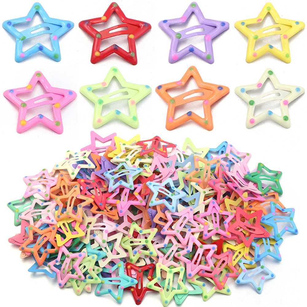 30pcs/lot Colorful Star Y2K BB Hair Clips Women Girls Cute Metal Snap Hairpin Side Barrettes For DIY Charm Headwear Accessories