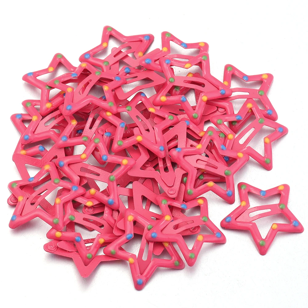 30pcs/lot Colorful Star Y2K BB Hair Clips Women Girls Cute Metal Snap Hairpin Side Barrettes For DIY Charm Headwear Accessories