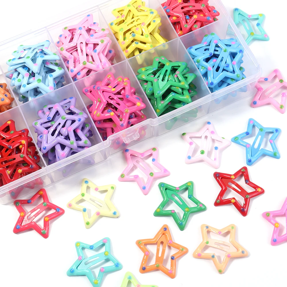 30pcs/lot Colorful Star Y2K BB Hair Clips Women Girls Cute Metal Snap Hairpin Side Barrettes For DIY Charm Headwear Accessories