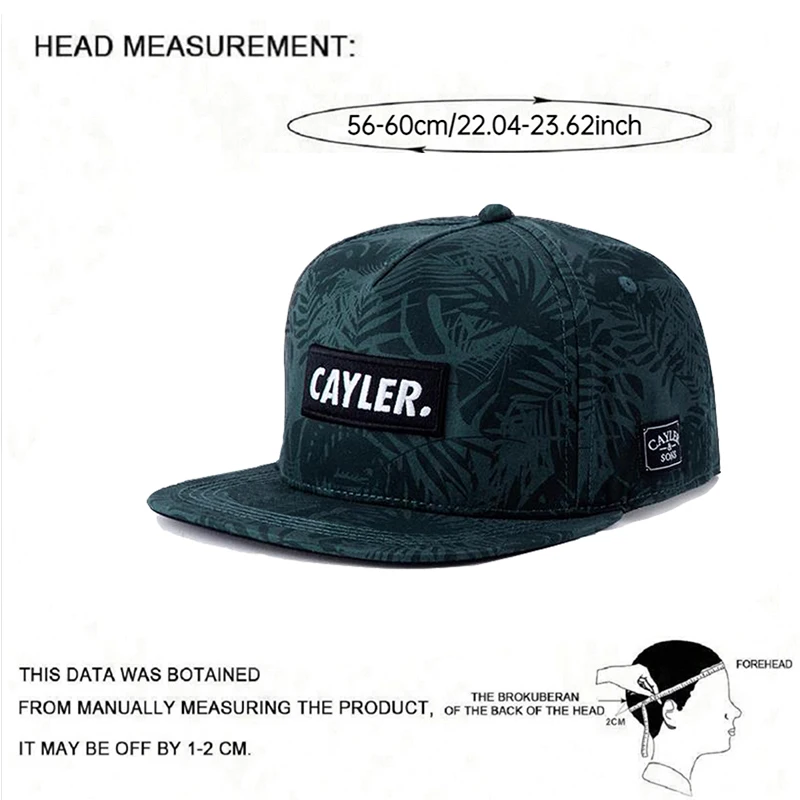 New Trendy CAYLER Leaf Rose Flat Edge Hat Men's Street Hip Hop Hat Women's Outdoor Cycling Sunshade Hat Adjustable Baseball Hat