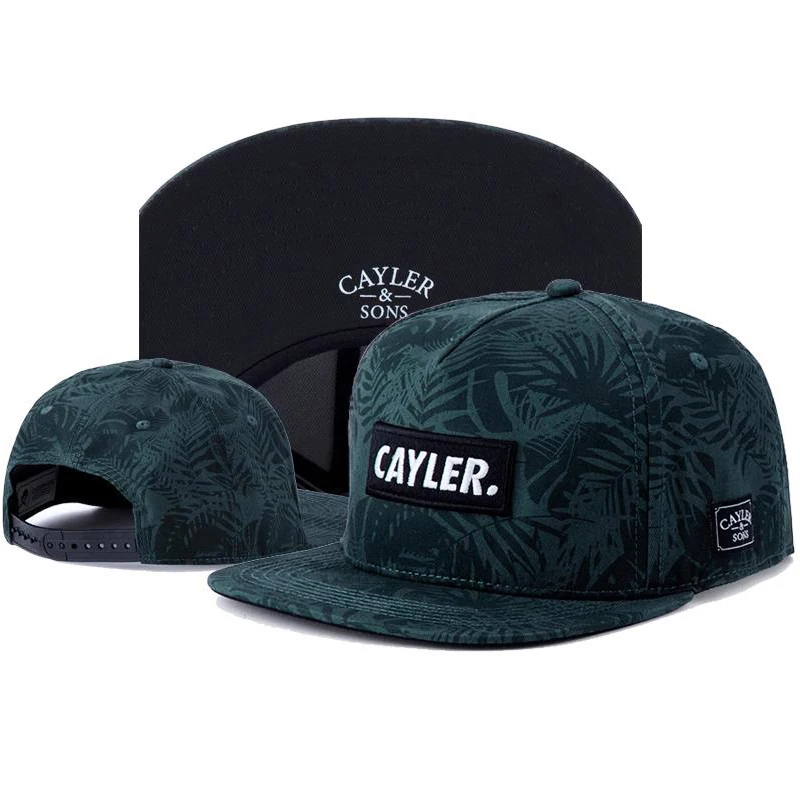 New Trendy CAYLER Leaf Rose Flat Edge Hat Men's Street Hip Hop Hat Women's Outdoor Cycling Sunshade Hat Adjustable Baseball Hat