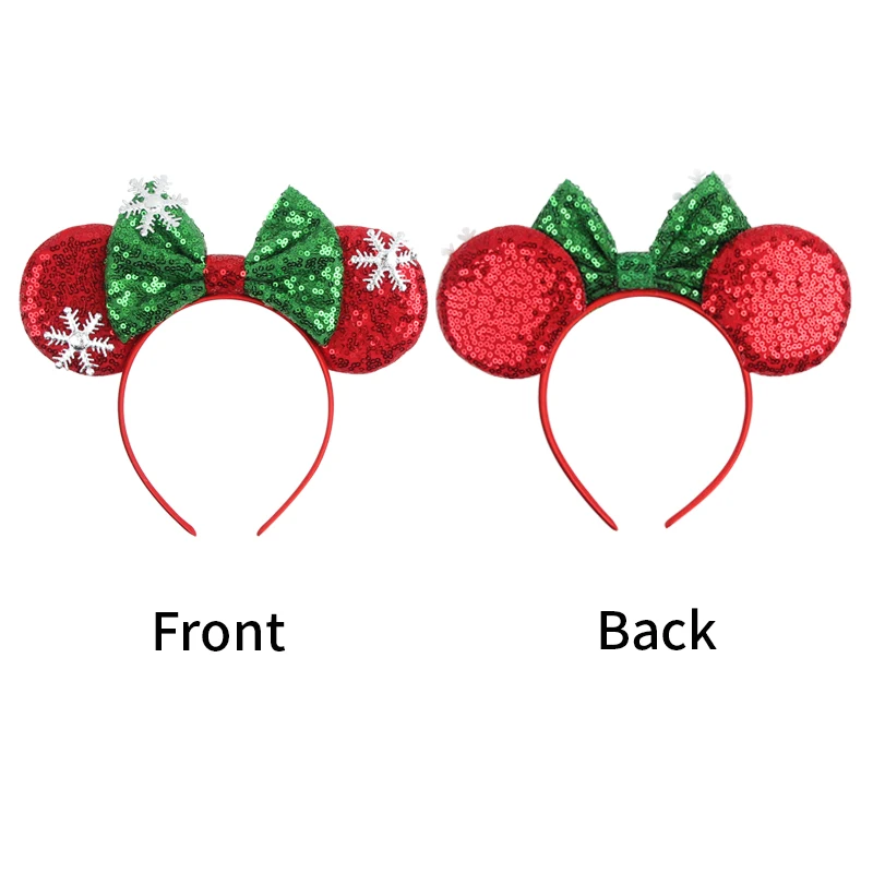 New Christmas Days Wheels Mouse Ear Headband Sequin Bows Girl Adult Kids DIY Party Cosplay Hair Accessories Princess Hairband