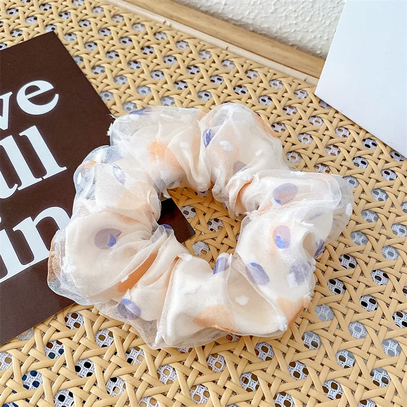 Fresh Style Floral Pleated Hair Bands High Elasticity Fashion Hair Scrunchies Suitable for Ponytail Versatile Hair Accessories