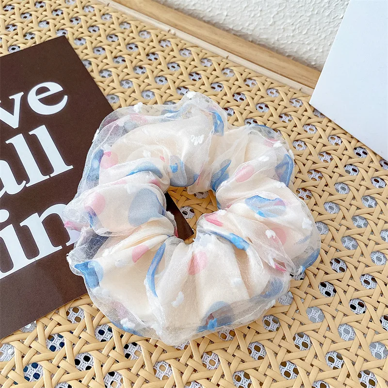 Fresh Style Floral Pleated Hair Bands High Elasticity Fashion Hair Scrunchies Suitable for Ponytail Versatile Hair Accessories