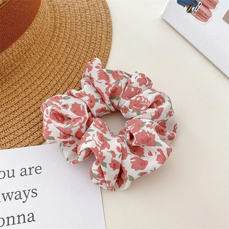 Fresh Style Floral Pleated Hair Bands High Elasticity Fashion Hair Scrunchies Suitable for Ponytail Versatile Hair Accessories