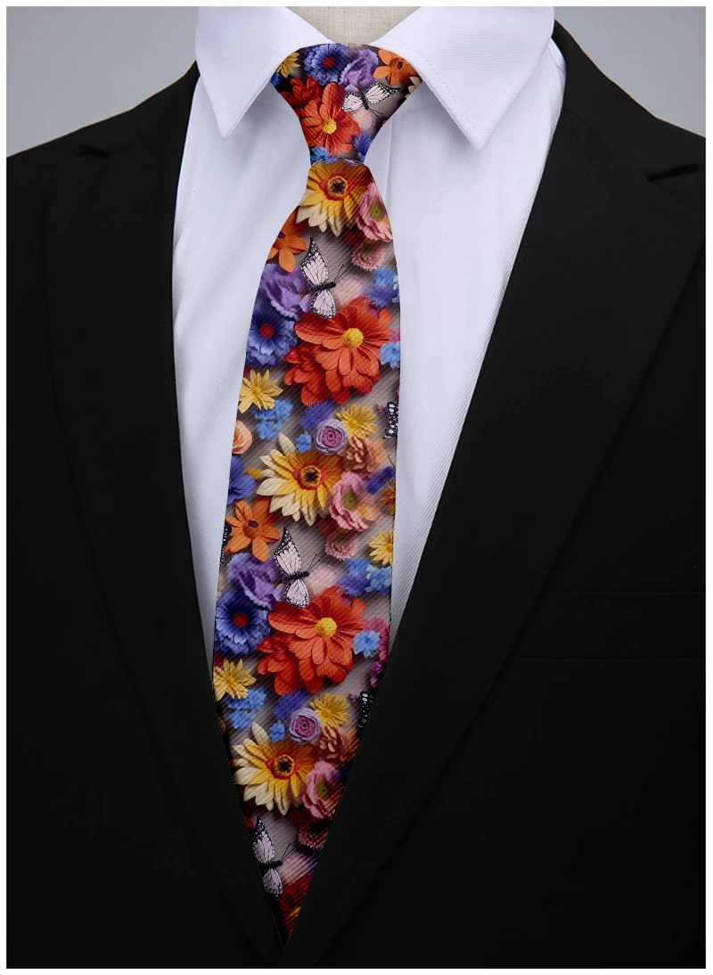 Anti-tattoo pattern printed tie men's 8cm wide casual business tea party shirt with tie knitted polyester fashion tie ladies