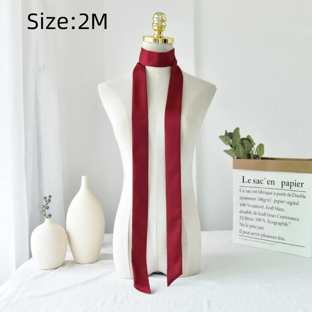 Casual Long Hair Scarf Headband Solid Color Neck Scarf Favor Silk Elegant Ribbon Party Scrunchies