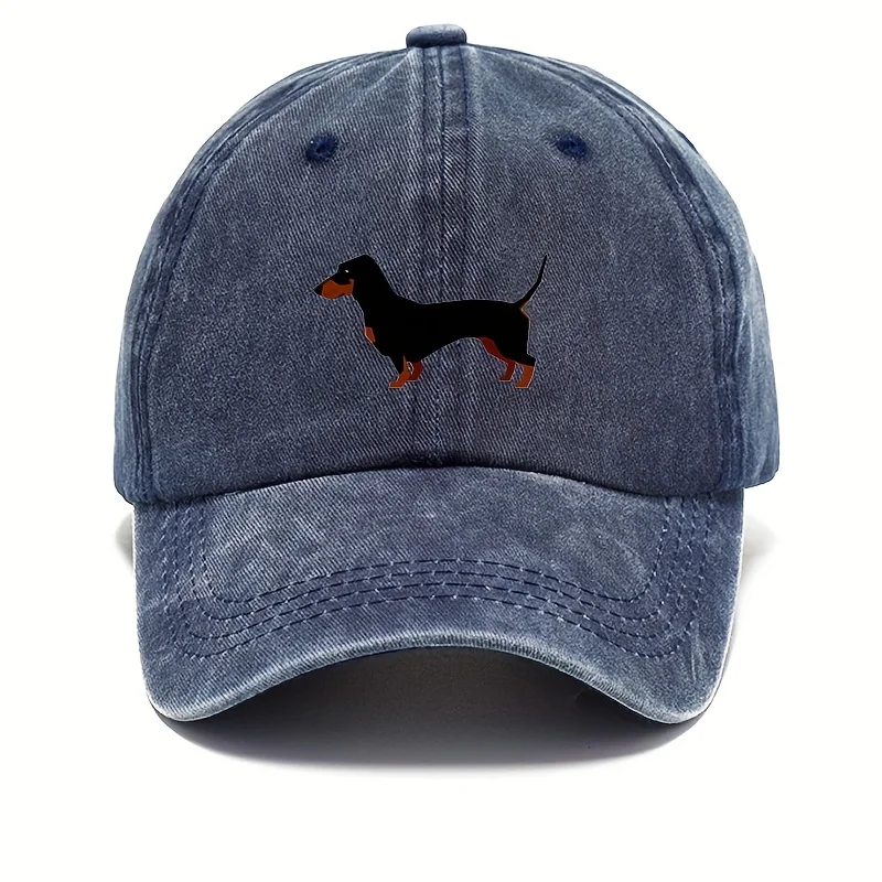 Retro dachshund baseball cap for both men and women, adjustable and cute cartoon design suitable for sports and casual wear