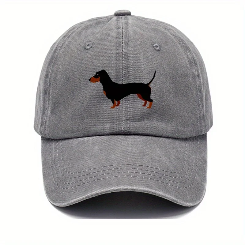 Retro dachshund baseball cap for both men and women, adjustable and cute cartoon design suitable for sports and casual wear