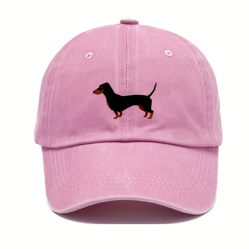 Retro dachshund baseball cap for both men and women, adjustable and cute cartoon design suitable for sports and casual wear