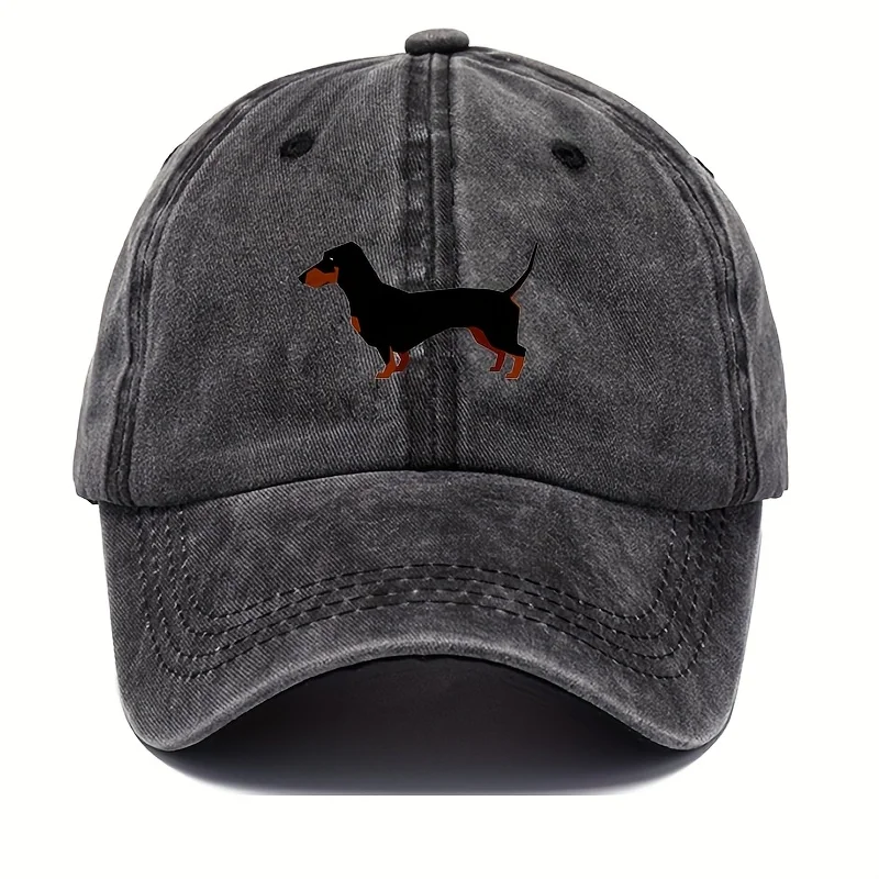 Retro dachshund baseball cap for both men and women, adjustable and cute cartoon design suitable for sports and casual wear