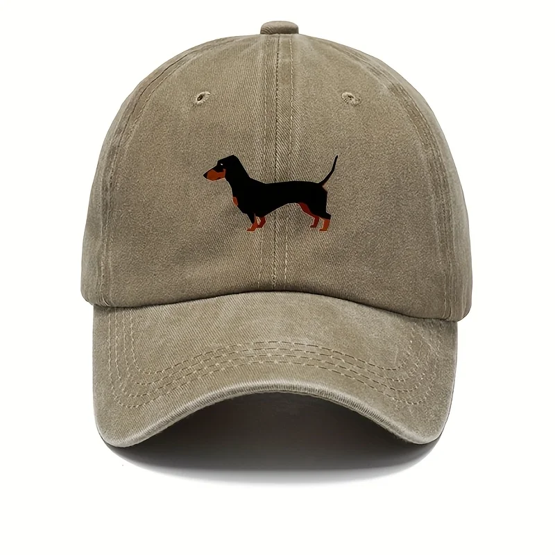 Retro dachshund baseball cap for both men and women, adjustable and cute cartoon design suitable for sports and casual wear