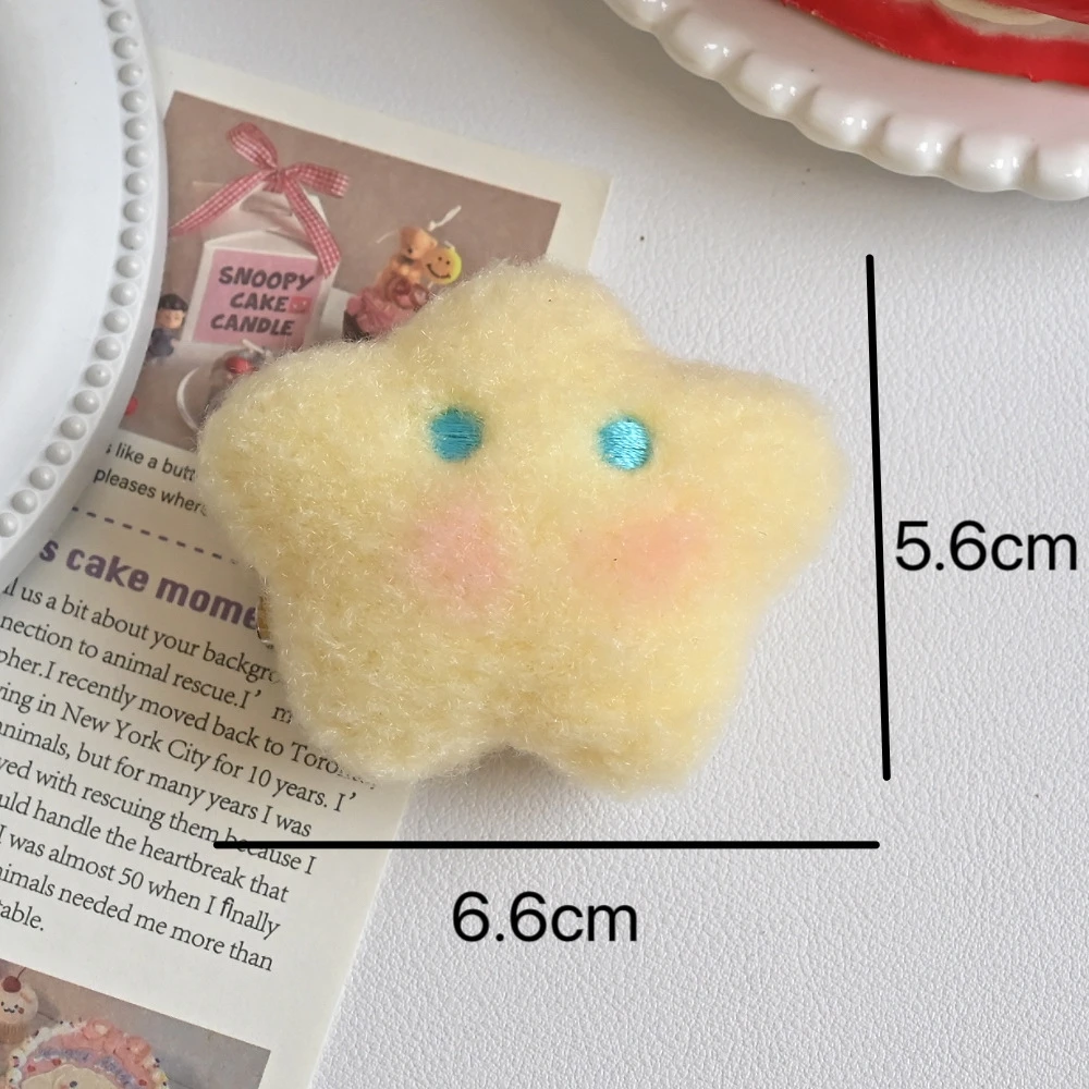 2025 Korean Trend Kawaii Cartoon Plush Star Moon Hair Clip Girl Backpack Decoration Women's Cute Side Clip Brooch Student Gift