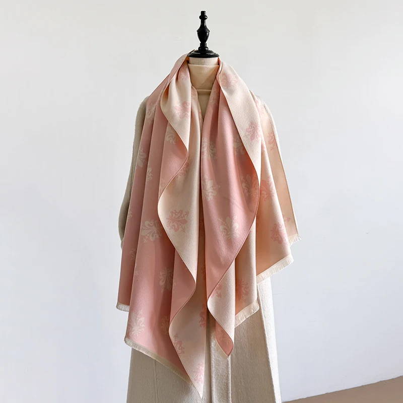 Elegant Paisley Pattern Scarf Imitation Cashmere Soft Warm Versatile Shawl Coldproof Windproof Blanket Scarf for Autumn Winter