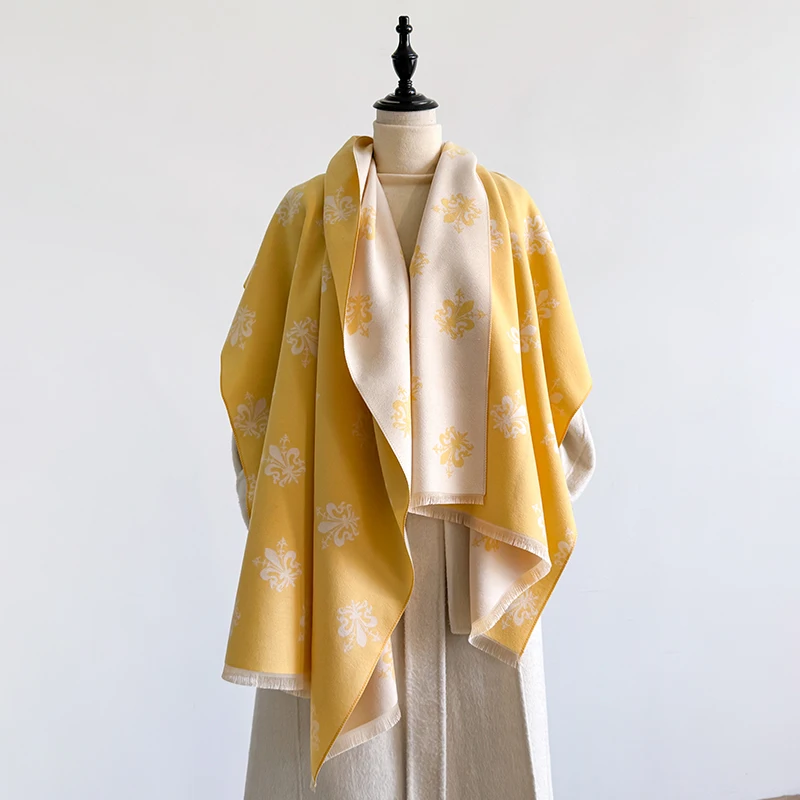 Elegant Paisley Pattern Scarf Imitation Cashmere Soft Warm Versatile Shawl Coldproof Windproof Blanket Scarf for Autumn Winter
