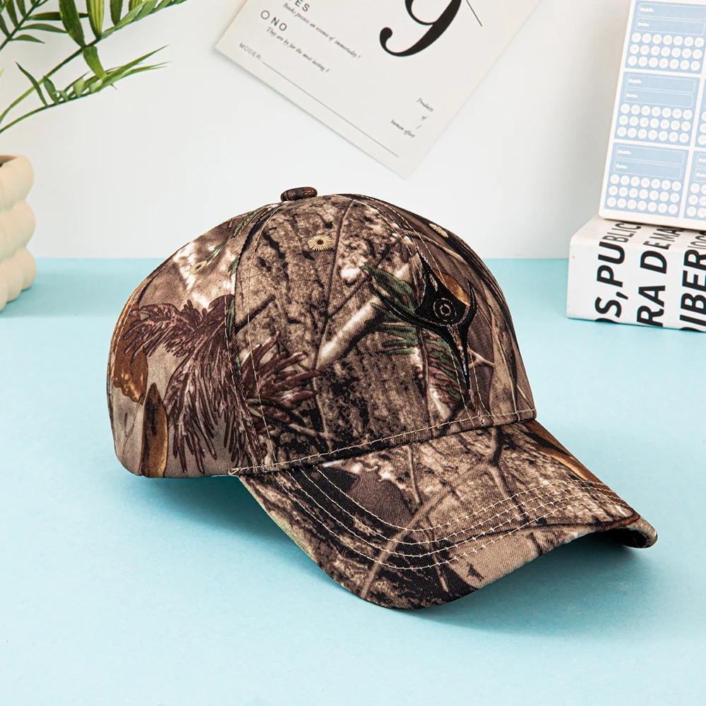 European and American Summer Outdoor Baseball Caps, Leaf-Printed Jungle Camouflage Caps, Men's and Women's Camouflage Baseball C