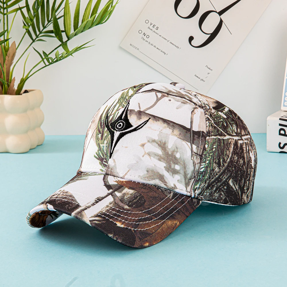 European and American Summer Outdoor Baseball Caps, Leaf-Printed Jungle Camouflage Caps, Men's and Women's Camouflage Baseball C