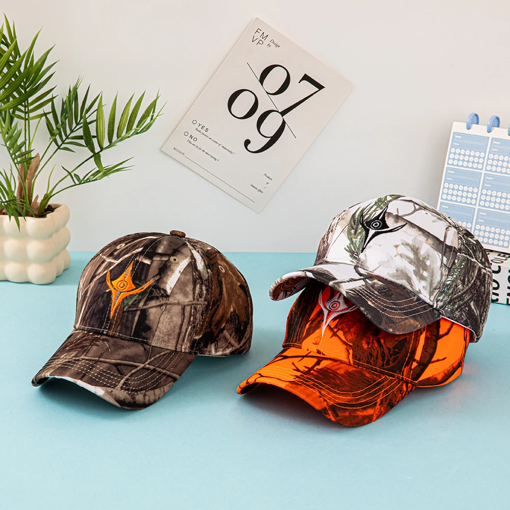 European and American Summer Outdoor Baseball Caps, Leaf-Printed Jungle Camouflage Caps, Men's and Women's Camouflage Baseball C