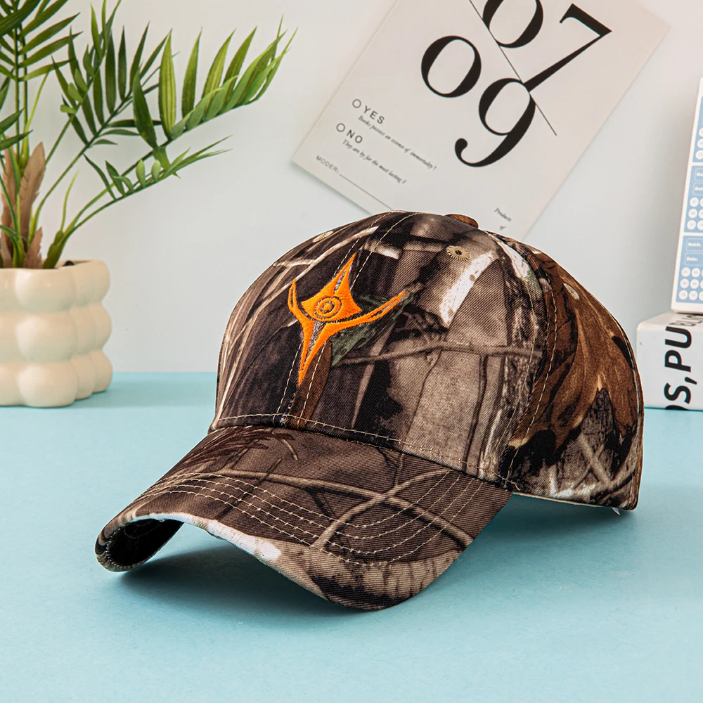European and American Summer Outdoor Baseball Caps, Leaf-Printed Jungle Camouflage Caps, Men's and Women's Camouflage Baseball C