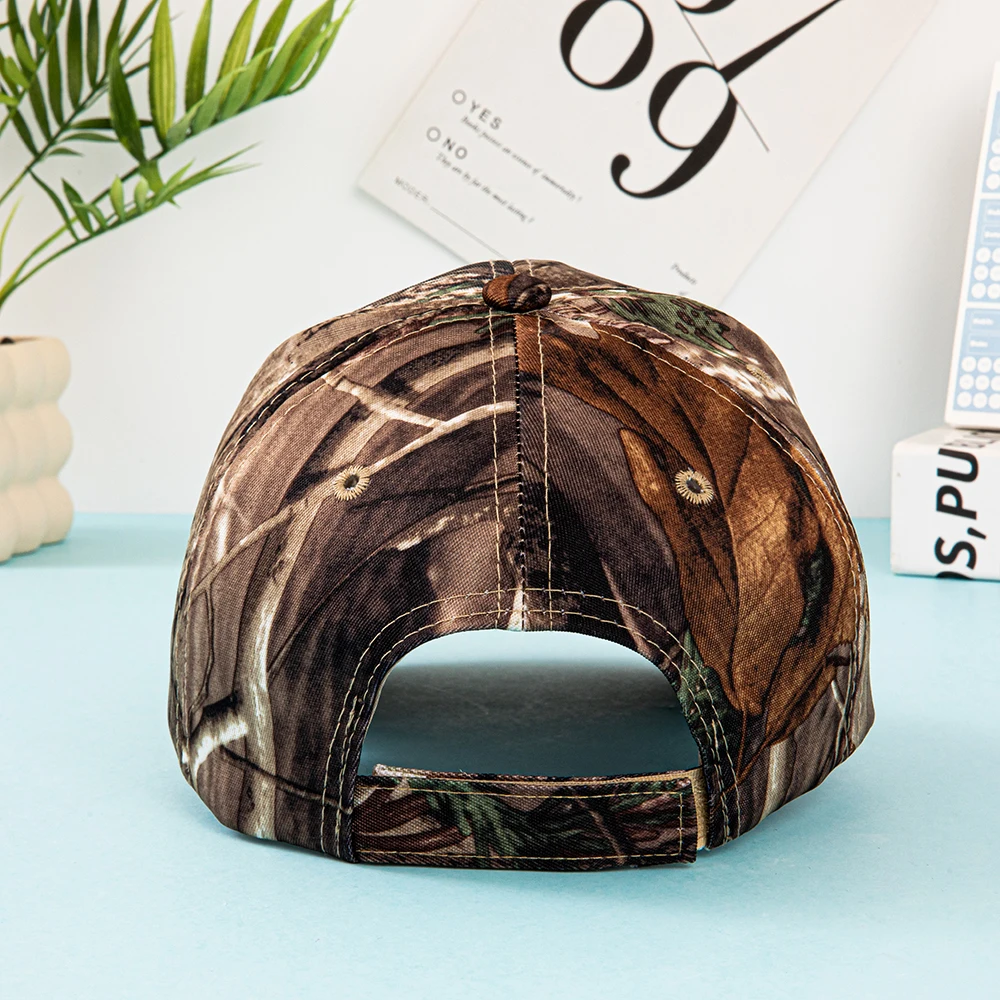 European and American Summer Outdoor Baseball Caps, Leaf-Printed Jungle Camouflage Caps, Men's and Women's Camouflage Baseball C