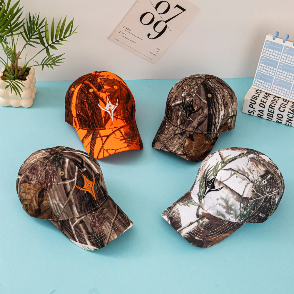 European and American Summer Outdoor Baseball Caps, Leaf-Printed Jungle Camouflage Caps, Men's and Women's Camouflage Baseball C