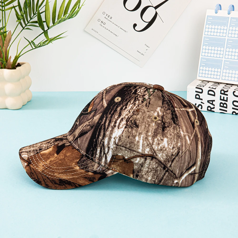 European and American Summer Outdoor Baseball Caps, Leaf-Printed Jungle Camouflage Caps, Men's and Women's Camouflage Baseball C