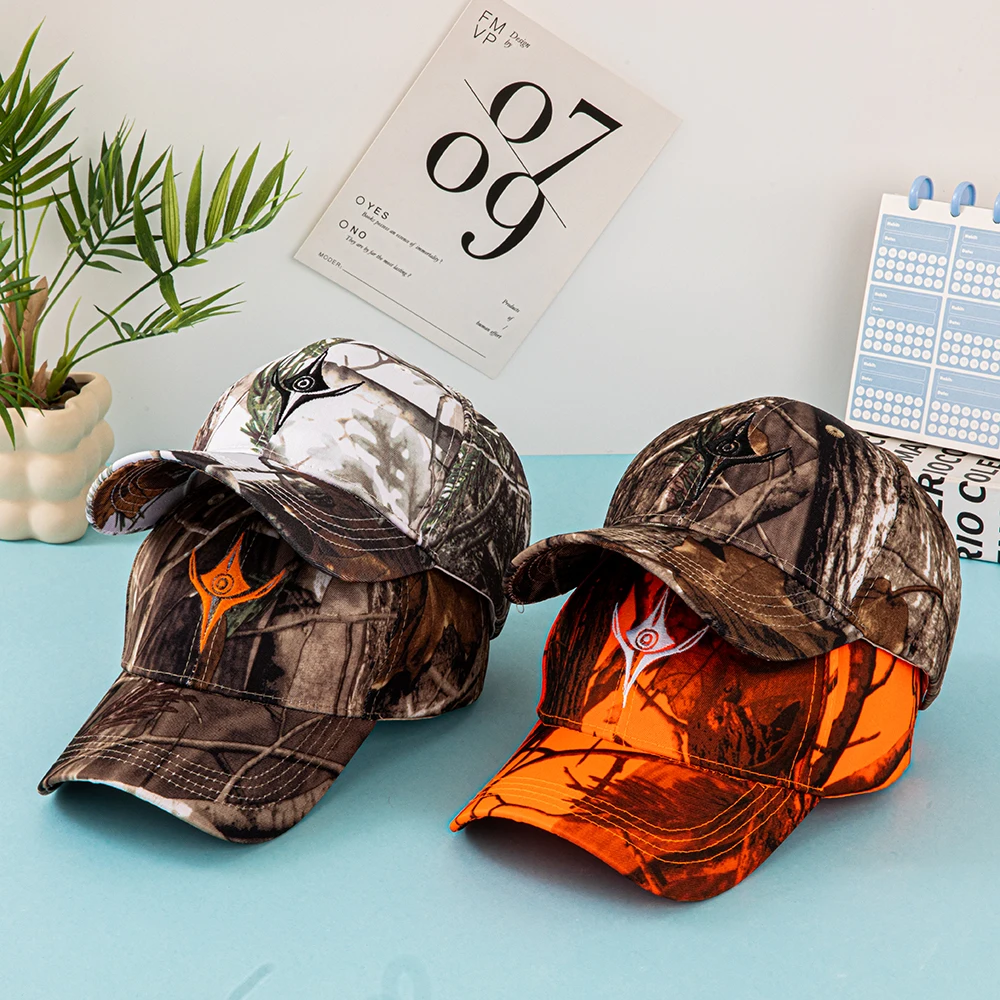 European and American Summer Outdoor Baseball Caps, Leaf-Printed Jungle Camouflage Caps, Men's and Women's Camouflage Baseball C