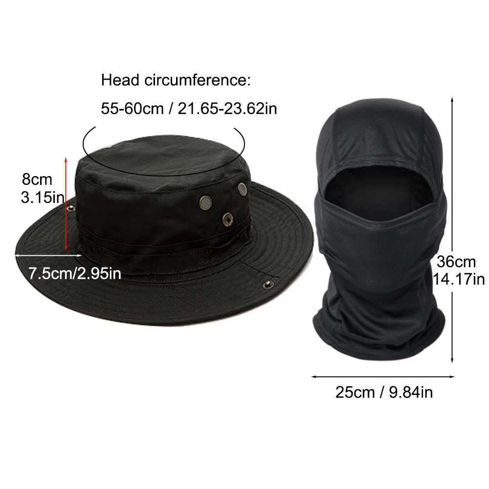 2Pcs/Set Wide-brimmed Hat Balaclava Mixed Set Men Sunscreen Boonie Cap Outdoors Hiking Camping Fishing Hat Sun Hat Fisherman Hat