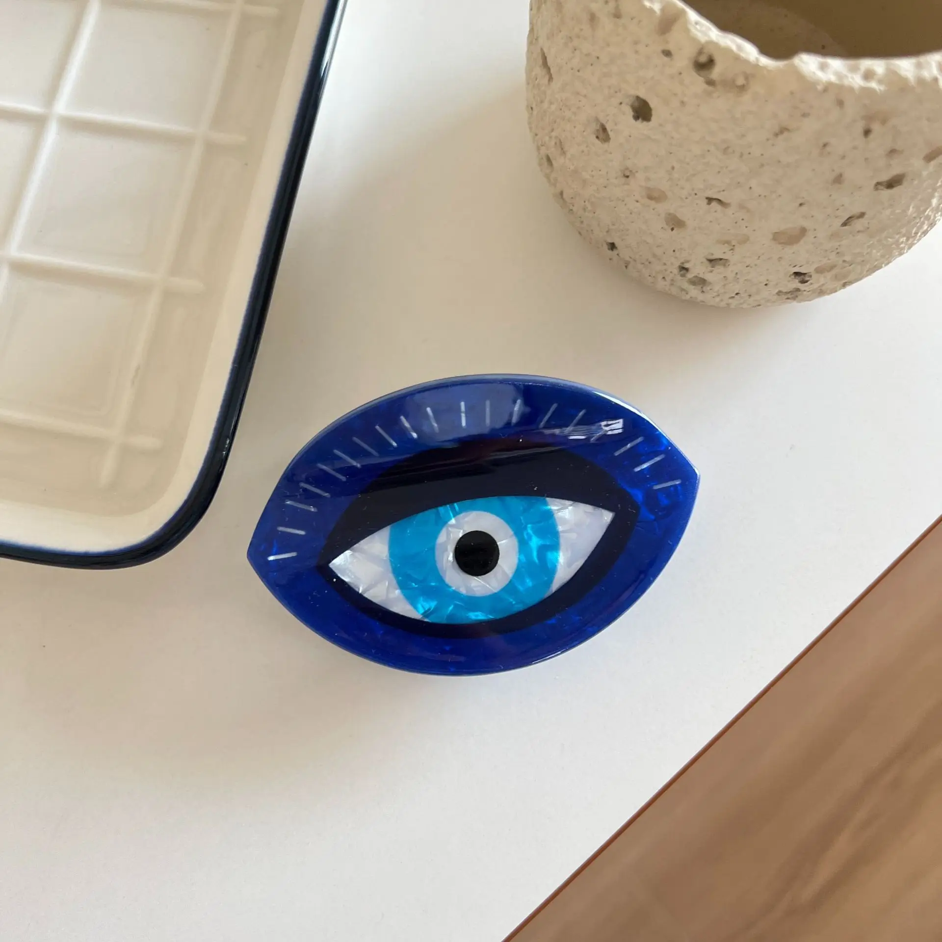 1pc New Devil's Eye Hair Clip Retro Blue Eyes Fatima's Palm Grip Halloween Evil Eye Headpiece