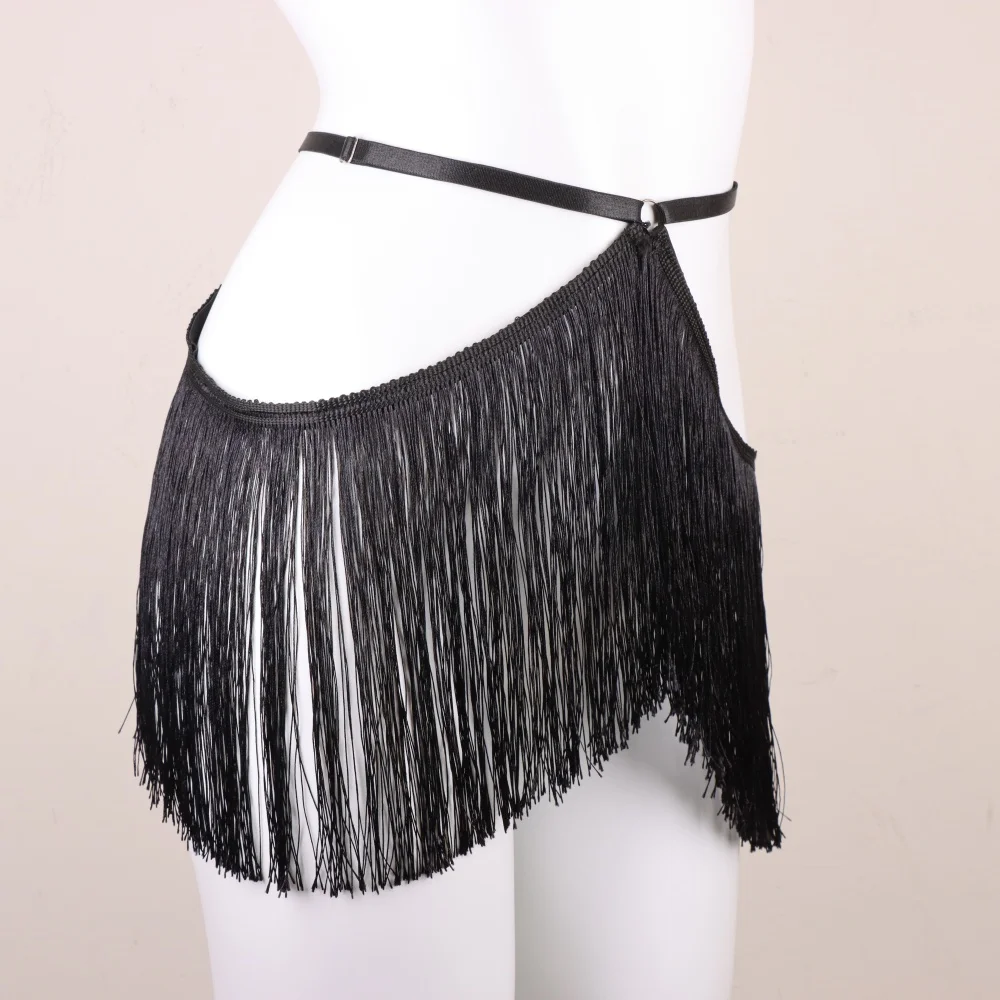 Fringe Belt Skirt, Burlesque Waist Harness, Adjustable Elastic Harness