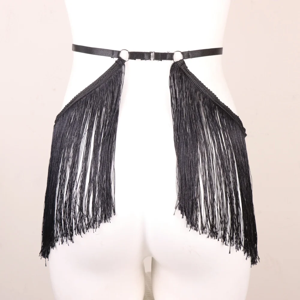 Fringe Belt Skirt, Burlesque Waist Harness, Adjustable Elastic Harness