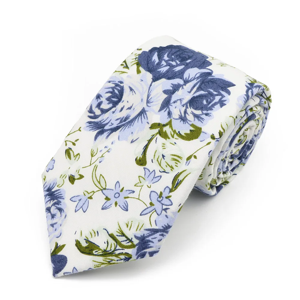 New Men's 7.5cm Tie Cotton Beautiful Elegant Pink Green Flower Leaves Necktie Wedding Party Daily Suit Shirt Accessory Gift
