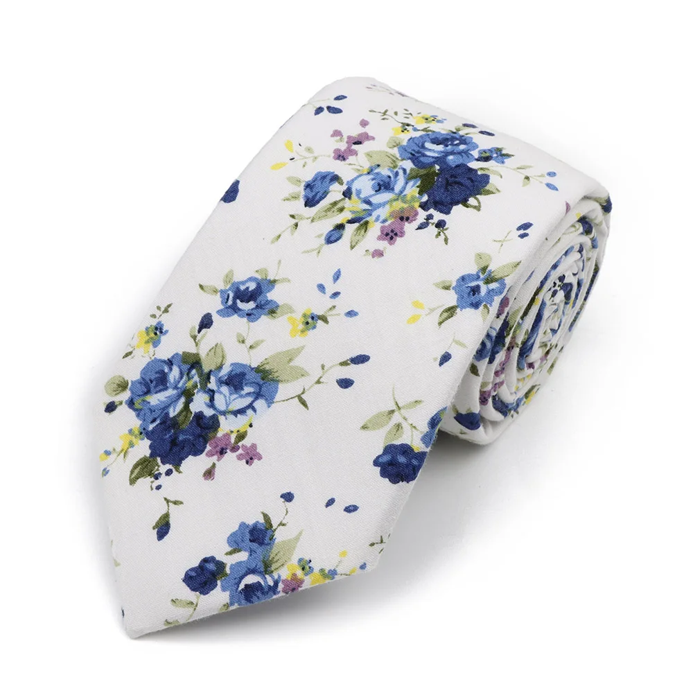 New Men's 7.5cm Tie Cotton Beautiful Elegant Pink Green Flower Leaves Necktie Wedding Party Daily Suit Shirt Accessory Gift