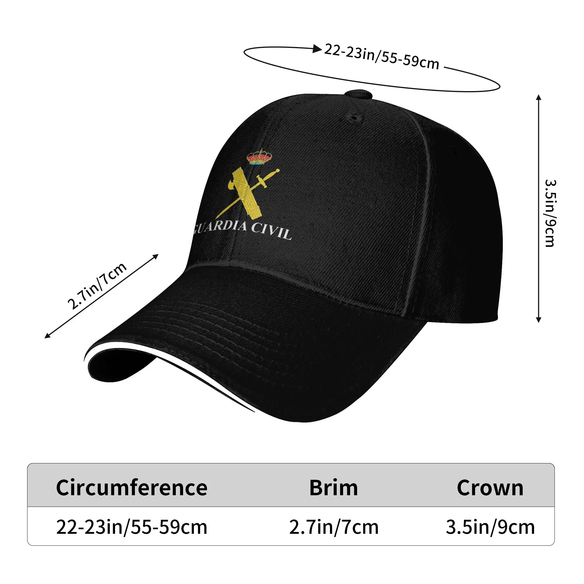Golden Spainish Guardia Civil 1844 Camping Baseball Caps Men  Custom Trucker Cap For Women Summer Dad Hats