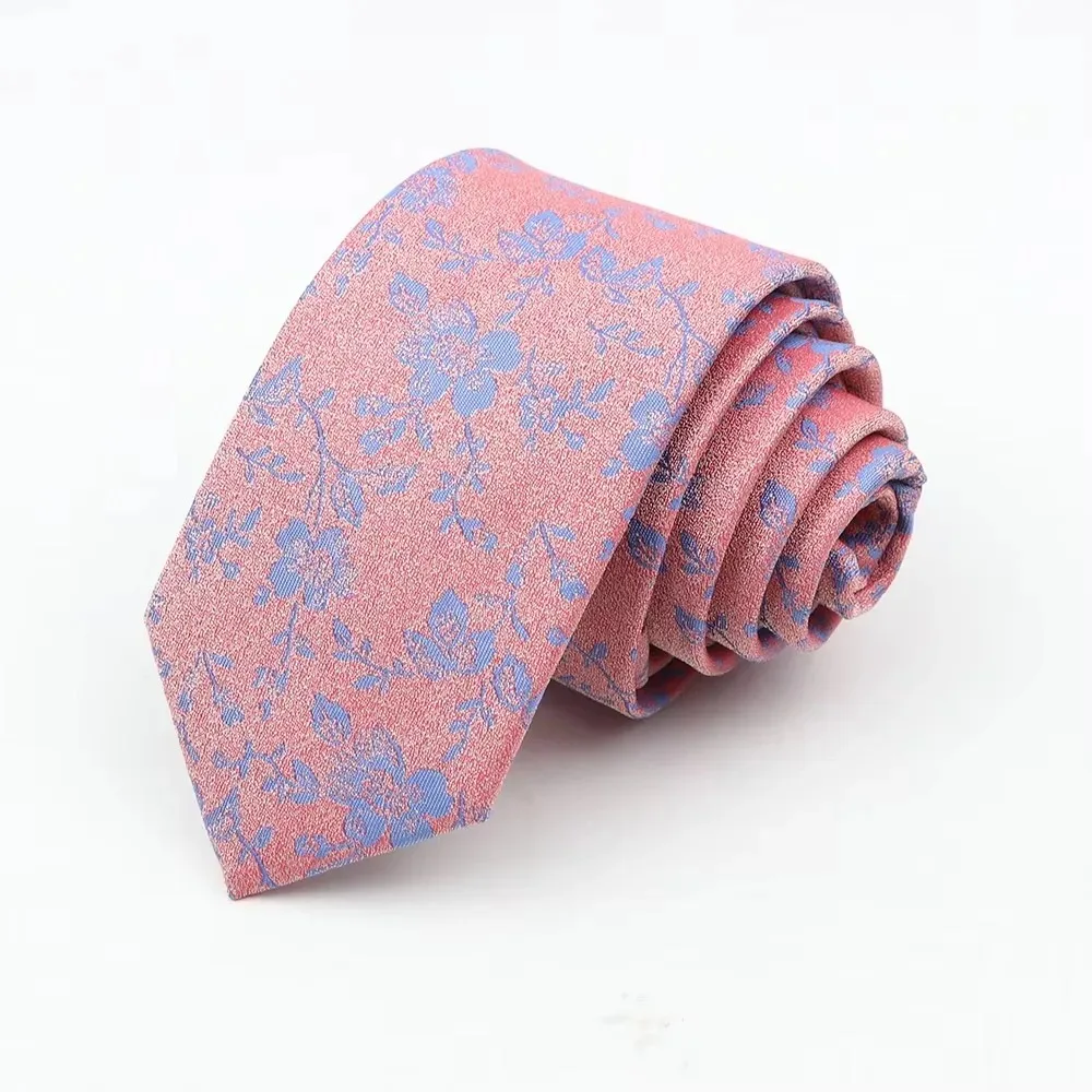 Man's 6cm Casual Floral Polyester Tie Red Blue Green Flower Pattern Jacquard Necktie Business Suit Accessory Wedding Party Gifts