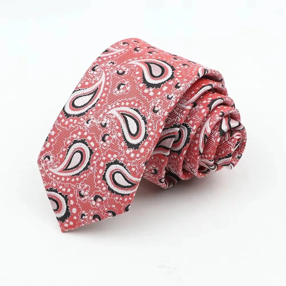 Man's 6cm Casual Floral Polyester Tie Red Blue Green Flower Pattern Jacquard Necktie Business Suit Accessory Wedding Party Gifts