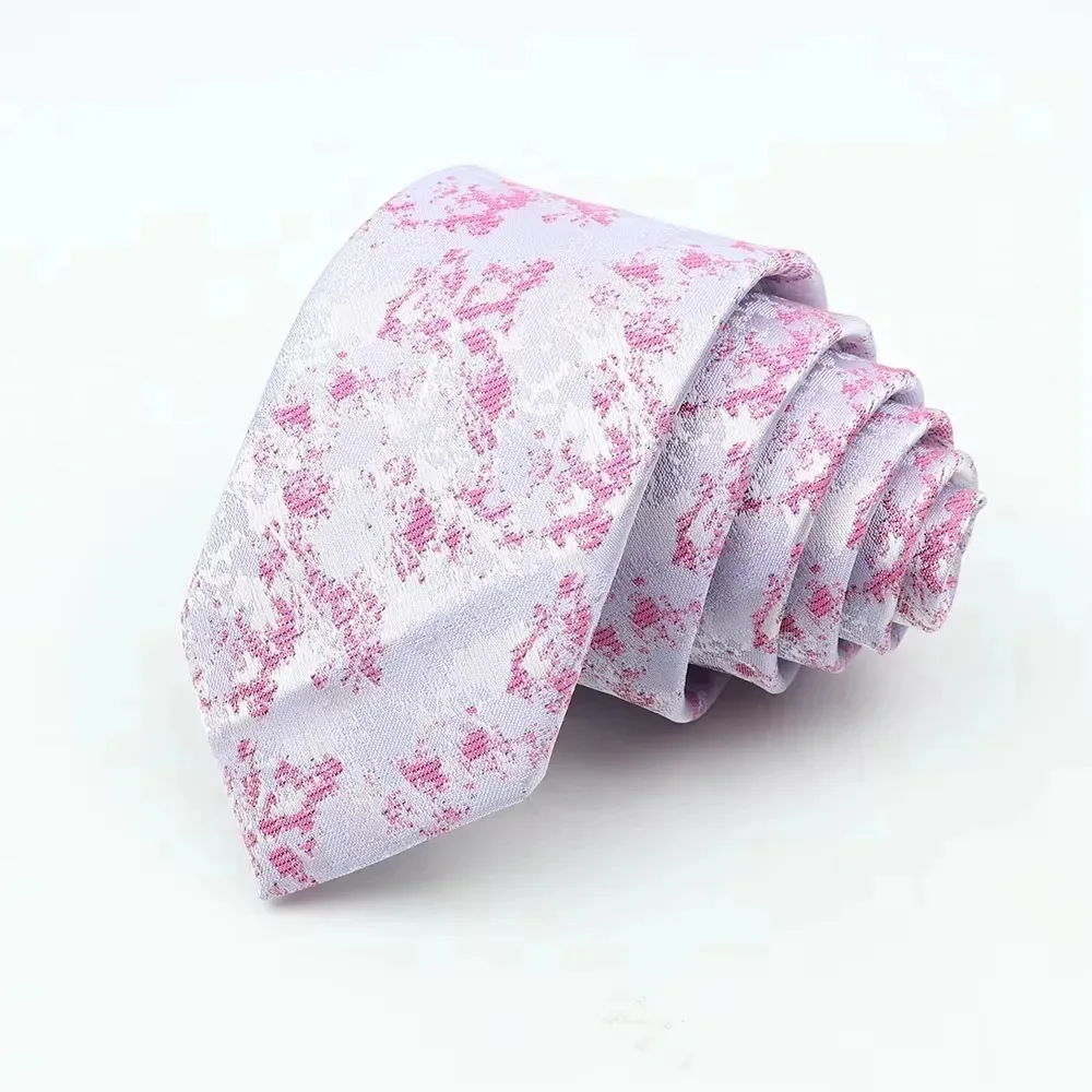 Man's 6cm Casual Floral Polyester Tie Red Blue Green Flower Pattern Jacquard Necktie Business Suit Accessory Wedding Party Gifts